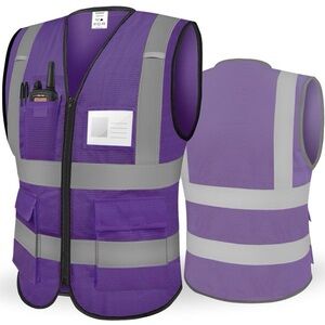 BRAND NEW 4XL Purple Safety Vest with Pockets
